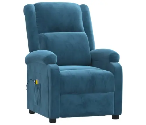 Elektrisks Masāžas Krēsls, Zils Samts Vidaxl