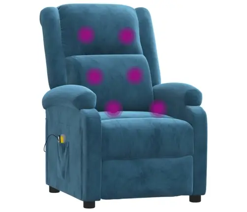 Elektrisks Masāžas Krēsls, Zils Samts Vidaxl