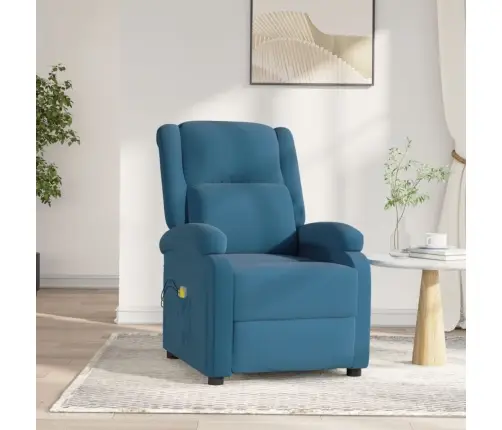 Elektrisks Masāžas Krēsls, Zils Samts Vidaxl