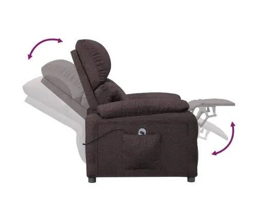 Elektrisks Atpūtas Krēsls, Atgāžams, Tumši Brūns Audums Vidaxl