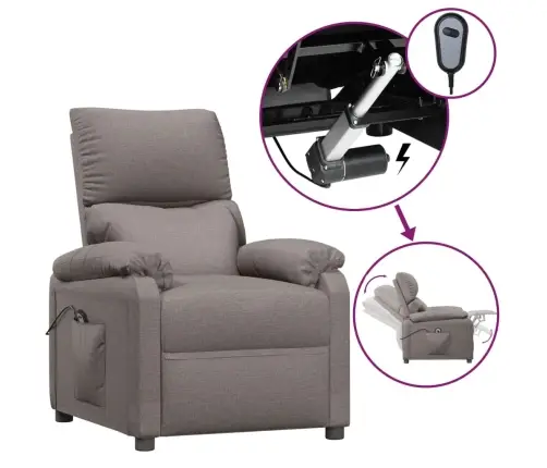 Elektrisks Atpūtas Krēsls, Atgāžams, Pelēkbrūns Audums Vidaxl