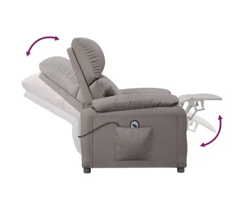 Elektrisks Atpūtas Krēsls, Atgāžams, Pelēkbrūns Audums Vidaxl