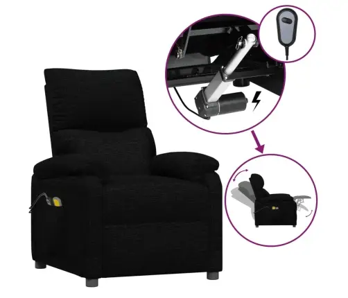 Elektrinis Masažinis Krėslas, Juodos Spalvos, Audinys