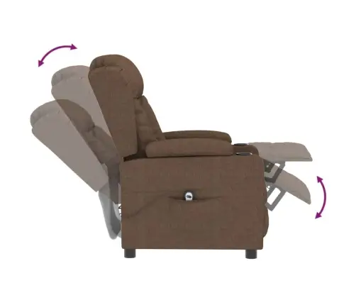 Elektrisks Atpūtas Krēsls, Atgāžams, Brūns Audums Vidaxl