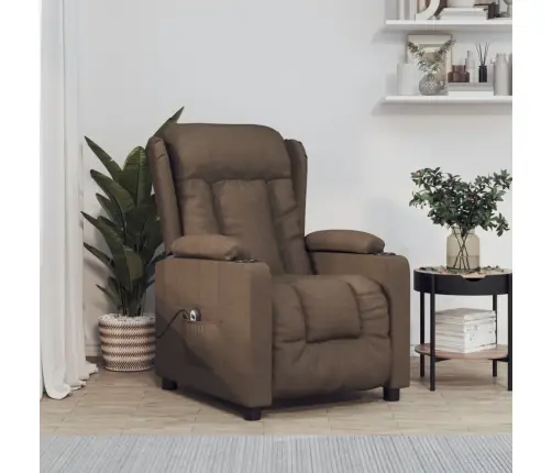 Elektrisks Atpūtas Krēsls, Atgāžams, Brūns Audums Vidaxl