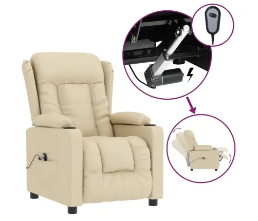 Elektrisks Atpūtas Krēsls, Atgāžams, Krēmkrāsas Audums Vidaxl