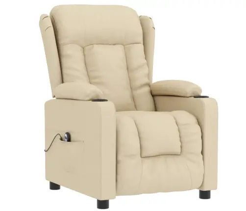 Elektrisks Atpūtas Krēsls, Atgāžams, Krēmkrāsas Audums Vidaxl