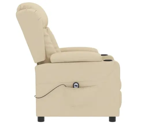 Elektrisks Atpūtas Krēsls, Atgāžams, Krēmkrāsas Audums Vidaxl