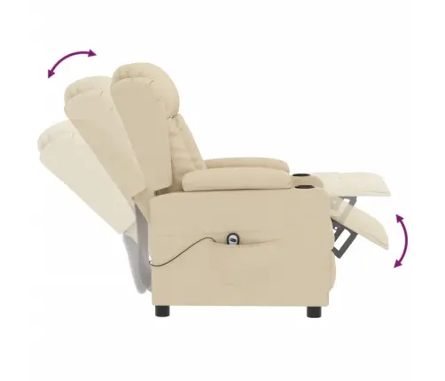 Elektrisks Atpūtas Krēsls, Atgāžams, Krēmkrāsas Audums Vidaxl