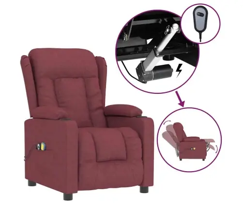 Elektrisks Masāžas Krēsls, Vīnsarkans Audums Vidaxl