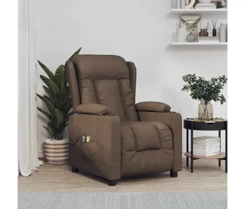 Elektrisks Masāžas Krēsls, Brūns Audums Vidaxl