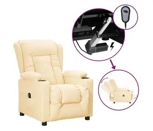 Elektrisks Atpūtas Krēsls, Atgāžams, Krēmkrāsas Mākslīgā Āda Vidaxl