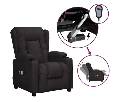 Elektrinis Masažinis Krėslas, Juodos Spalvos, Dirbtinė Oda