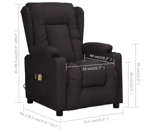 Elektrinis Masažinis Krėslas, Juodos Spalvos, Dirbtinė Oda