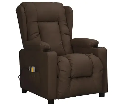 Elektrinis Masažinis Krėslas, Rudos Spalvos, Dirbtinė Oda