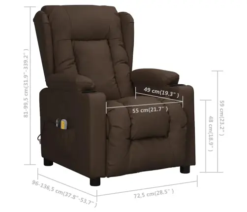 Elektrinis Masažinis Krėslas, Rudos Spalvos, Dirbtinė Oda