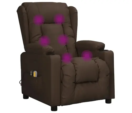 Elektrinis Masažinis Krėslas, Rudos Spalvos, Dirbtinė Oda