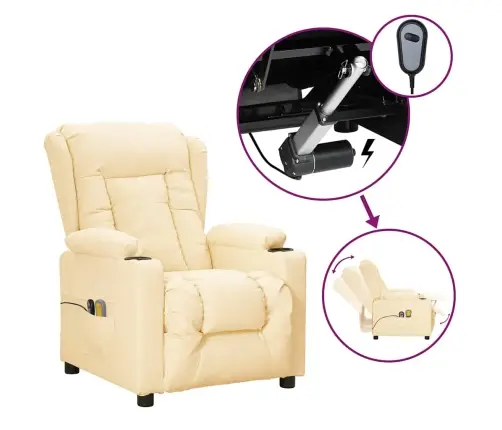 Elektrisks Masāžas Krēsls, Krēmkrāsas Mākslīgā Āda Vidaxl