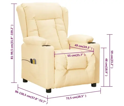 Elektrisks Masāžas Krēsls, Krēmkrāsas Mākslīgā Āda Vidaxl