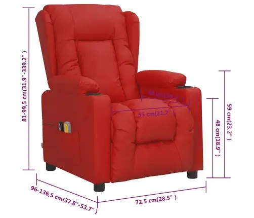 Elektrinis Masažinis Krėslas, Raudonojo Vyno, Dirbtinė Oda