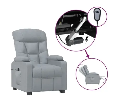 Elektrinis Atlošiamas Krėslas, Šviesiai Pilkos Spalvos, Audinys