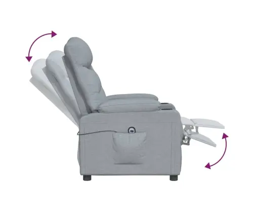 Elektrinis Atlošiamas Krėslas, Šviesiai Pilkos Spalvos, Audinys