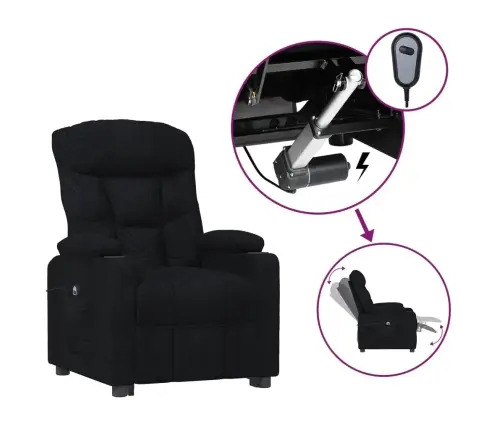 Elektrinis Atlošiamas Krėslas, Juodos Spalvos, Audinys