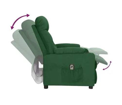 Elektrinis Atlošiamas Krėslas, Tamsiai Žalios Spalvos, Audinys