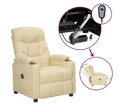 Elektrinis Atlošiamas Krėslas, Kreminės Spalvos, Audinys