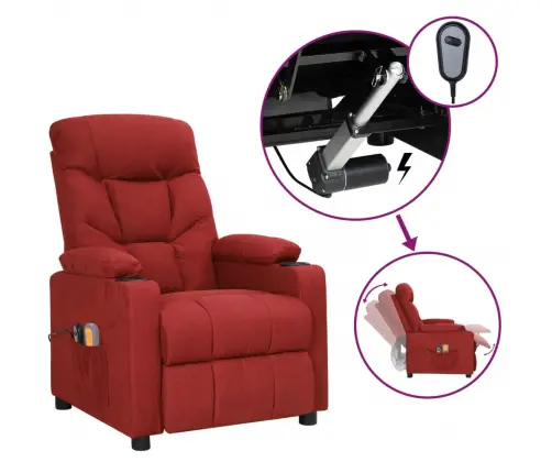 Elektrisks Masāžas Krēsls, Vīnsarkans Audums Vidaxl