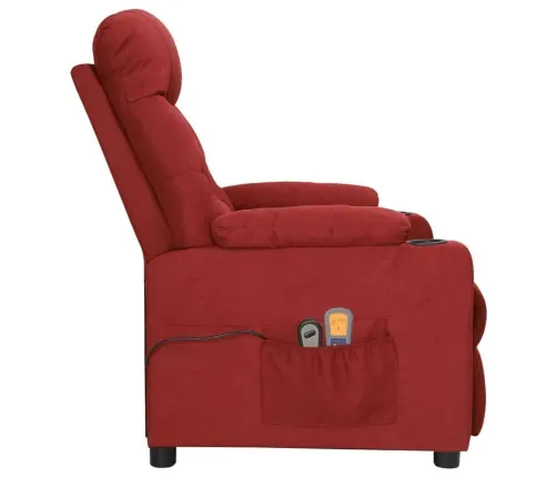 Elektrisks Masāžas Krēsls, Vīnsarkans Audums Vidaxl