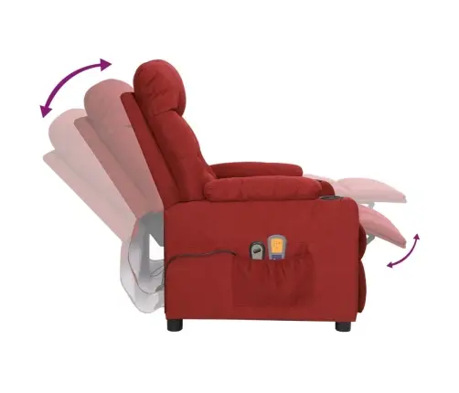 Elektrisks Masāžas Krēsls, Vīnsarkans Audums Vidaxl