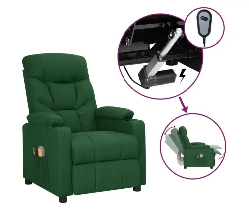 Elektrisks Masāžas Krēsls, Tumši Zaļš Audums Vidaxl