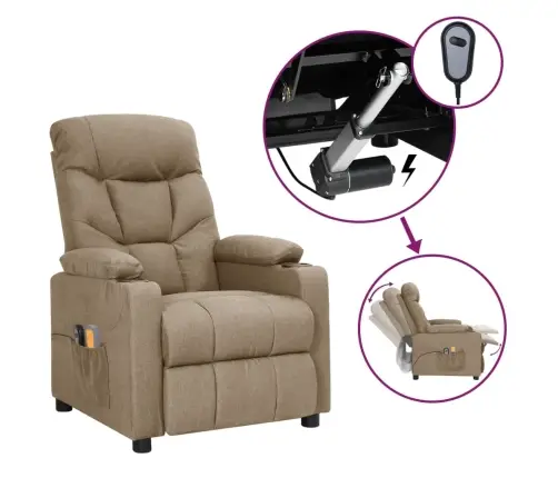 Elektrisks Masāžas Krēsls, Pelēkbrūns Audums Vidaxl