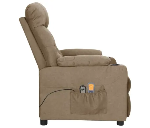 Elektrisks Masāžas Krēsls, Pelēkbrūns Audums Vidaxl