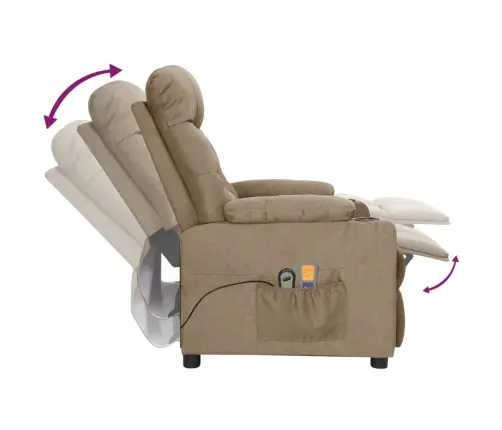 Elektrisks Masāžas Krēsls, Pelēkbrūns Audums Vidaxl