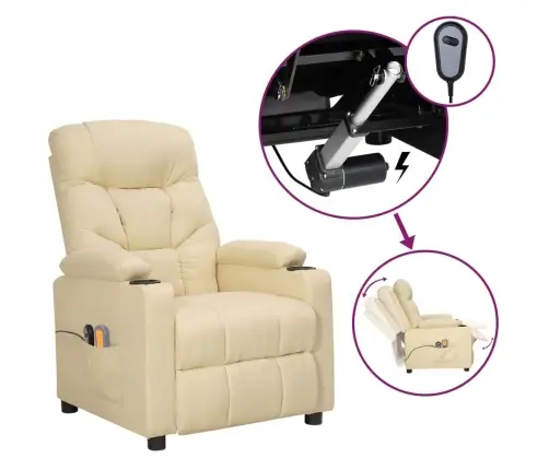 Elektriskais Masāžas Krēsls, Krēmkrāsas Audums Vidaxl