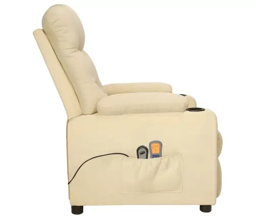 Elektriskais Masāžas Krēsls, Krēmkrāsas Audums Vidaxl