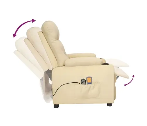 Elektriskais Masāžas Krēsls, Krēmkrāsas Audums Vidaxl