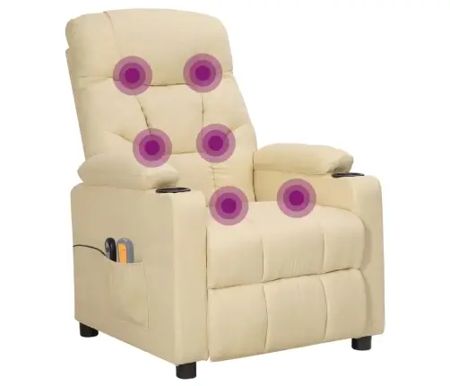 Elektriskais Masāžas Krēsls, Krēmkrāsas Audums Vidaxl