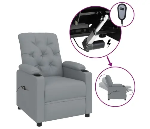 Elektrinis Atlošiamas Krėslas, Šviesiai Pilkos Spalvos, Audinys