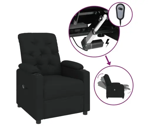 Elektrinis Atlošiamas Krėslas, Juodos Spalvos, Audinys