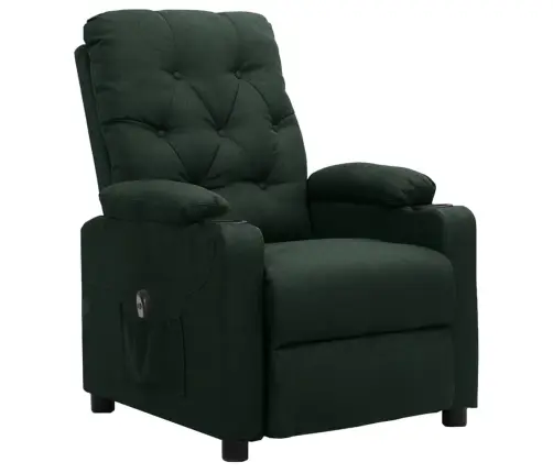 Elektrisks Atpūtas Krēsls, Atgāžams, Tumši Zaļš Audums Vidaxl