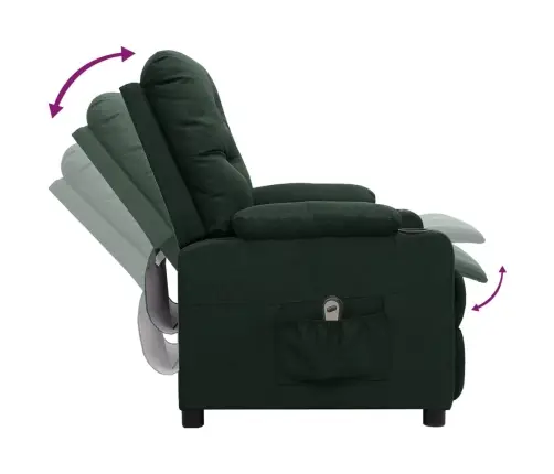 Elektrisks Atpūtas Krēsls, Atgāžams, Tumši Zaļš Audums Vidaxl