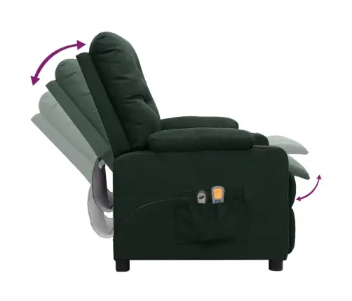 Elektrisks Masāžas Krēsls, Tumši Zaļš Audums Vidaxl