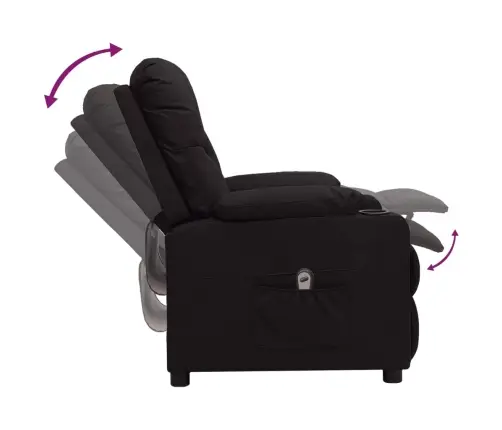 Elektrinis Atlošiamas Krėslas, Juodos Spalvos, Dirbtinė Oda