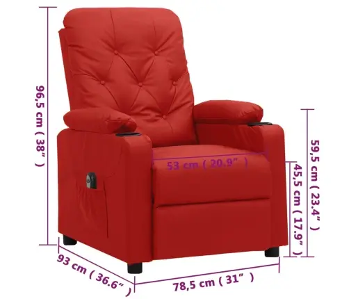 Elektrisks Atpūtas Krēsls, Atgāžams, Vīnsarkana Mākslīgā Āda Vidaxl