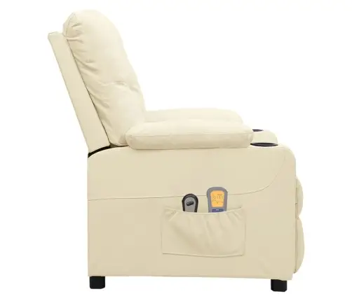 Elektrinis Masažinis Krėslas, Kreminės Spalvos, Dirbtinė Oda