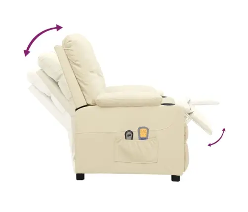 Elektrinis Masažinis Krėslas, Kreminės Spalvos, Dirbtinė Oda