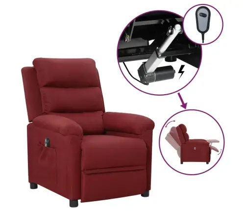 Elektrinis Atlošiamas Krėslas, Raudonojo Vyno Spalvos, Audinys